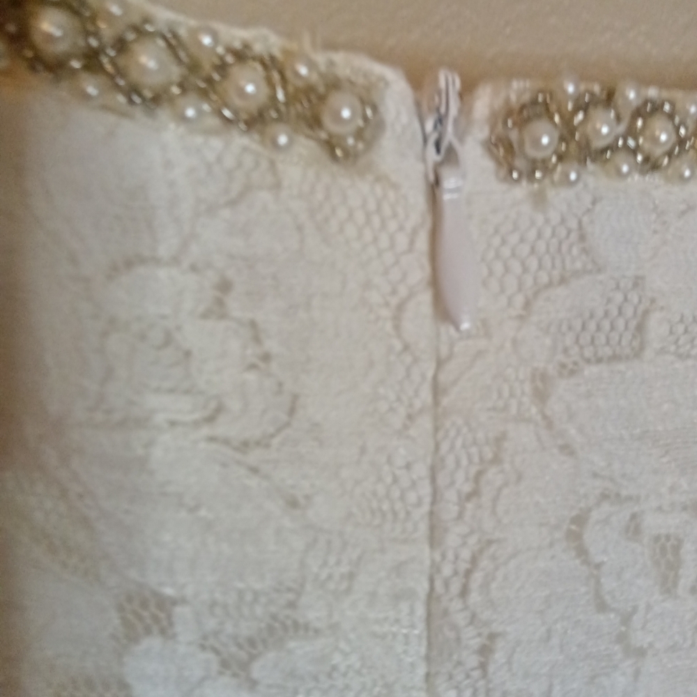 Sister Jane Sofia Lace Midi Dress Ivory Pearl Trim Size 6 - Picture 12 of 16